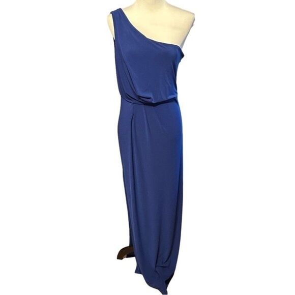Adrianna Papell Blue Evening One Shoulder Long Dress Sz 10 - Picture 1 of 13